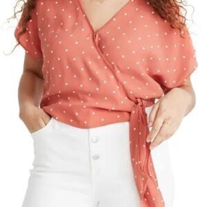 NEW! Madewell Polka Dot Sash Tie Wrap Top-Sz-PS
